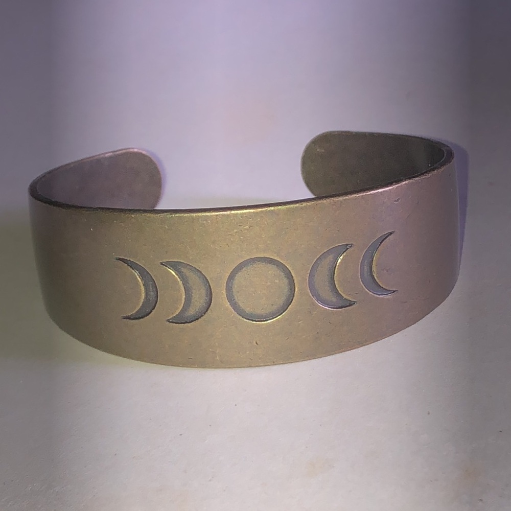 Brass Moon Phase Boho Cuff Bracelet